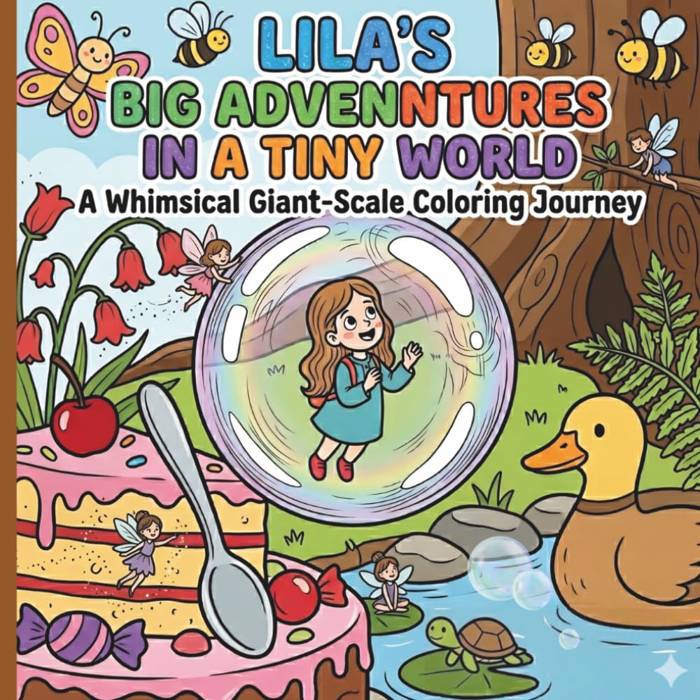 Lila’s Big Adventures in a Tiny World: A Whimsical Giant-Scale Coloring Journey. “Easy Coloring Pages with Bold Outlines for Toddlers and Kids, 8.5 x 8.5 Square Edition."