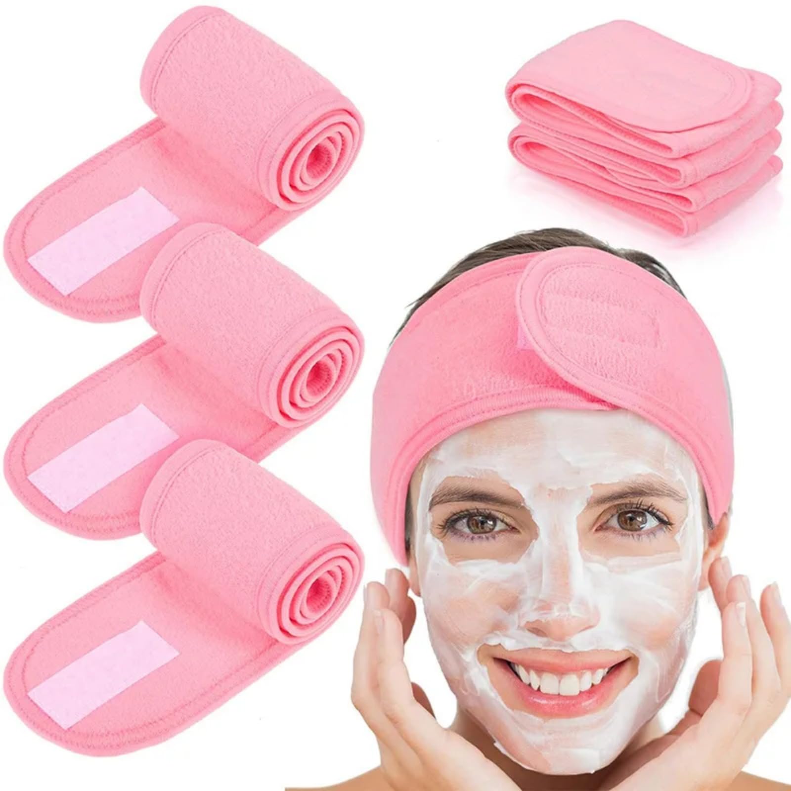 Personalisierte Spa-Stirnbänder mit Logo für Kosmetiker, verstellbares Spa-Stirnband, Klettverschluss, gesticktes individuelles Logo, Geschenk-Set, Gesichts-Stirnband (8 Stück)