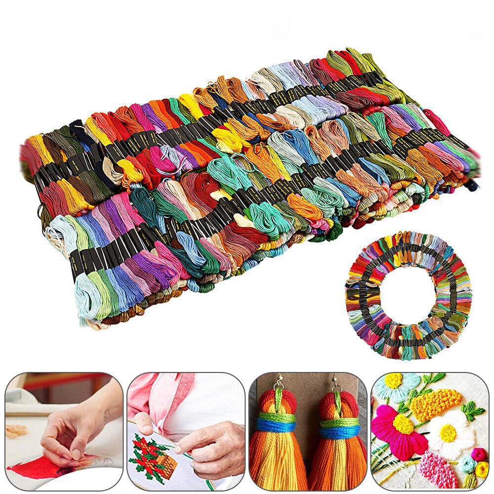 447 Skeins Embroidery Threads Cross Stitch Thread Cotton Braiding Skeins Craft Sewing Embroidery Set,Hand Embroidery Floss & Thread for Friendship Bracelets, Crafts, Rainbow Color