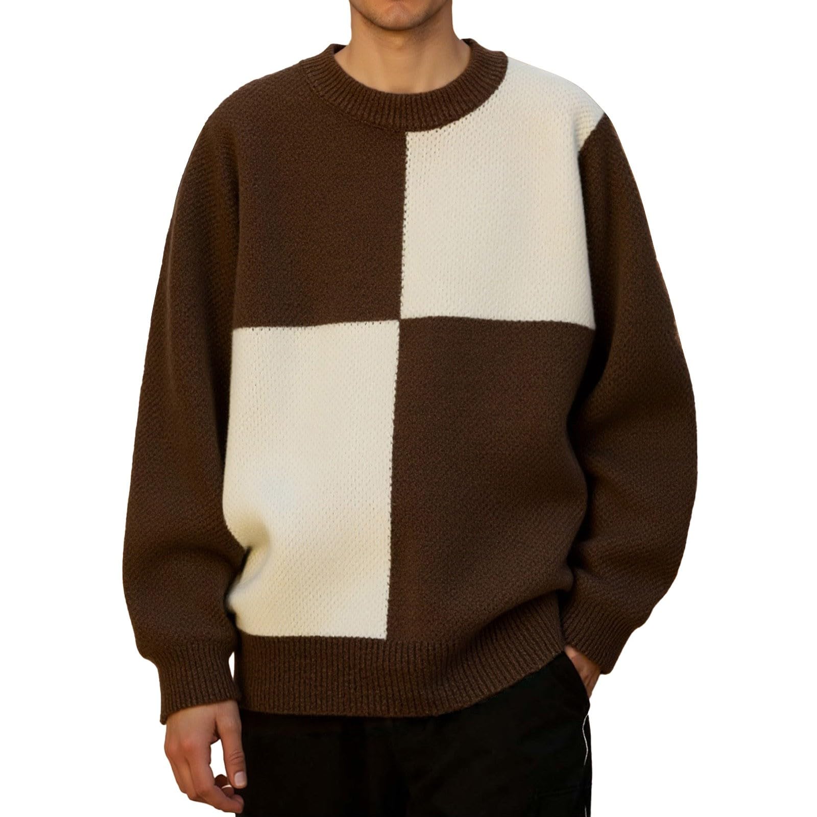 Pull tricot fin homme coupe ajustée manches longues chaud