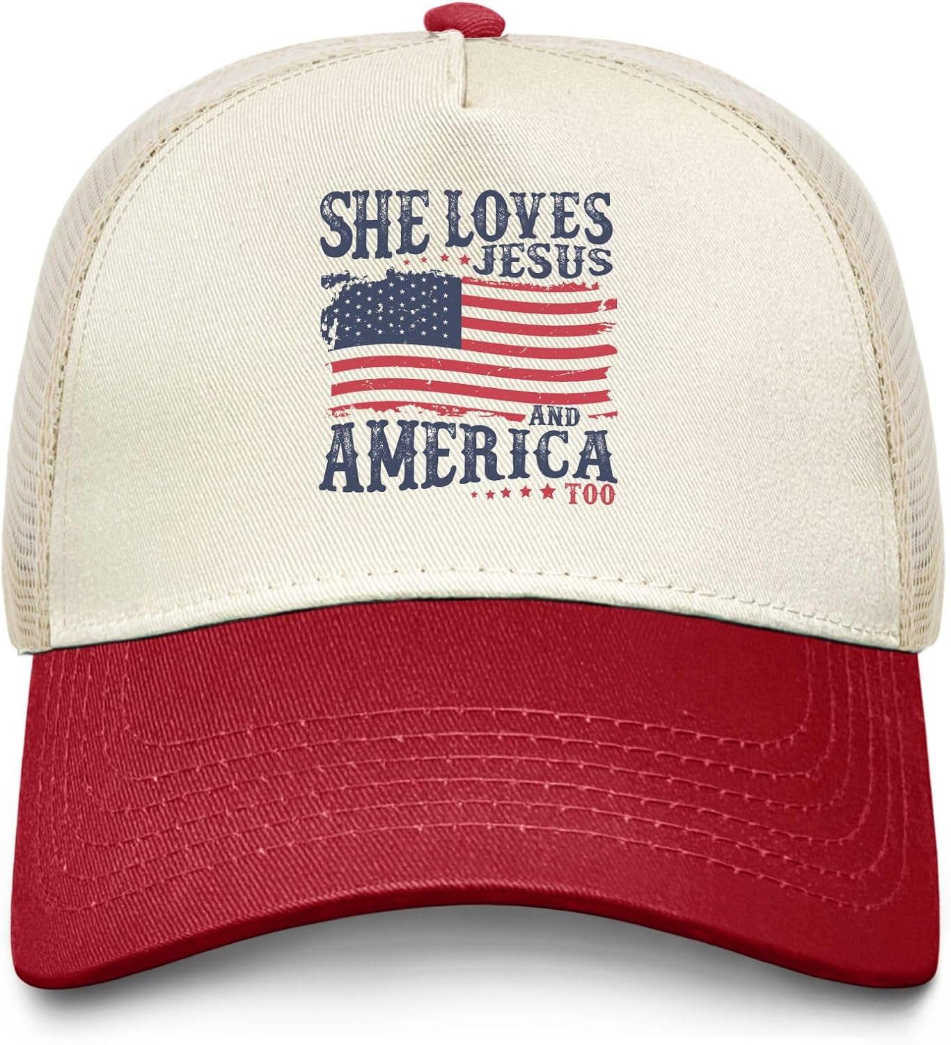 Loves Jesus and America Too Hat Funny Trucker Hats Men Dad Hat Funny Birthday Gifts