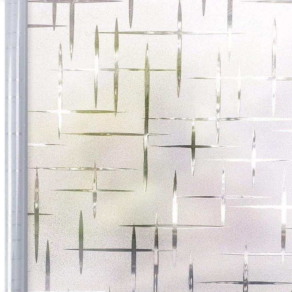 Arabest Privacy Window Film, Privacy Self Adhesive Frosted Window Film Removable Static Cling Decorative, DIY Tailoring Possible, No Glue Uv Blocking Frosted Window Film for Home Office (200x60cm)