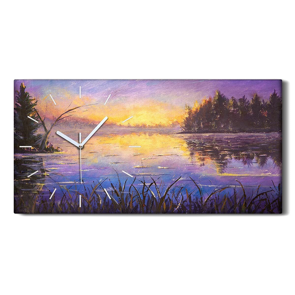 Horloge sur toile Lac Sunrise pour une décoration zen de salon et chambre