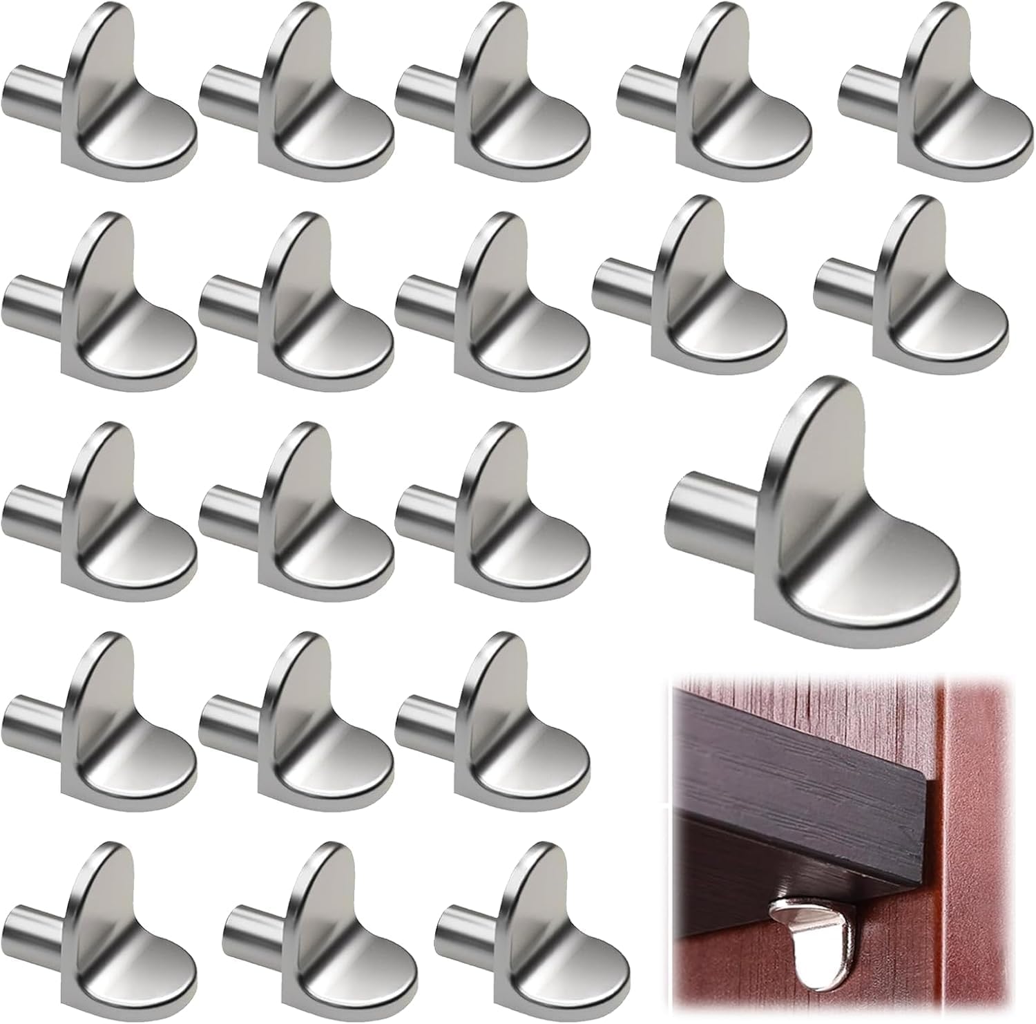 Ceegeww 20 Pcs Shelf Support Pegs,Antirust Kitchen Cupboard Shelf Pegs,L Shape Kitchen Cupboard Shelvessupports,Thickened Metal Wardrobe Shelves Pin ,Cabinet Shelfs Nails ,For Bookcases Closets Cabinets