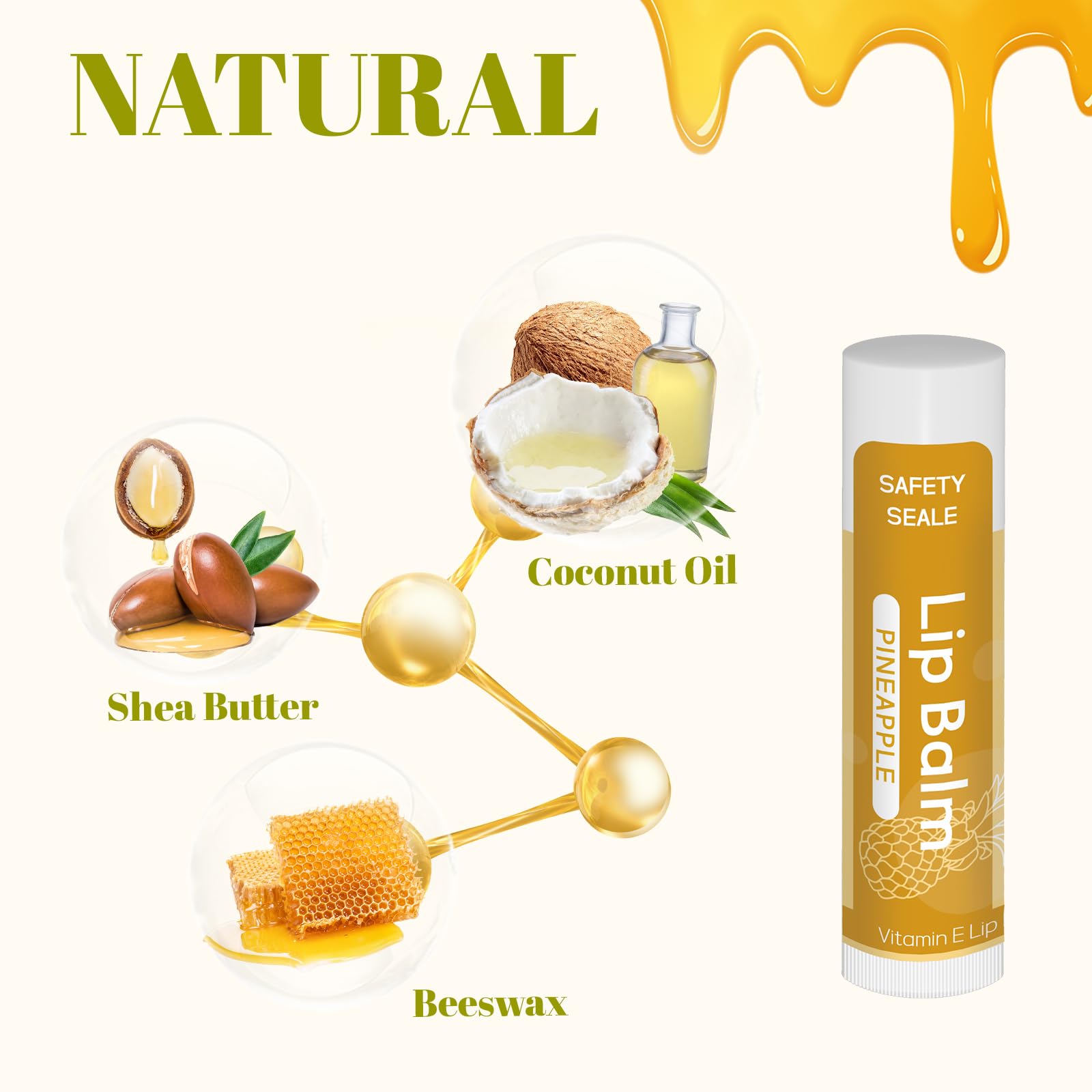 Yopela Natural Lip Balm with Vitamin E and Coconut Oil