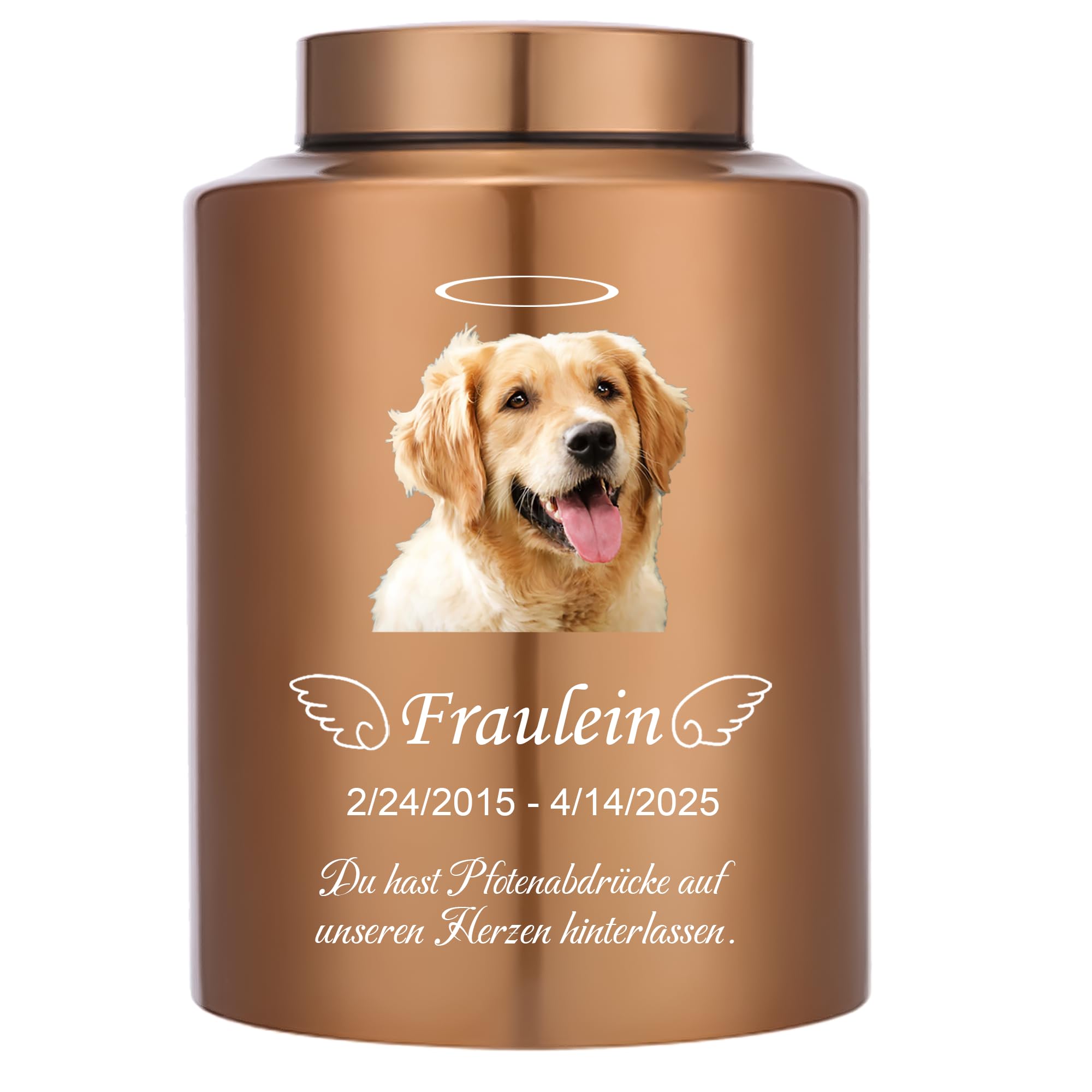 Custom Urns for Dogs Cats Ashes Personalized Pet Urn with Name and Photo for Pet Memorial Keepsake Pet Cremation Memorial Urn for Loss of Dog Cats Engraved Pet Funeral Urns(Angel)
