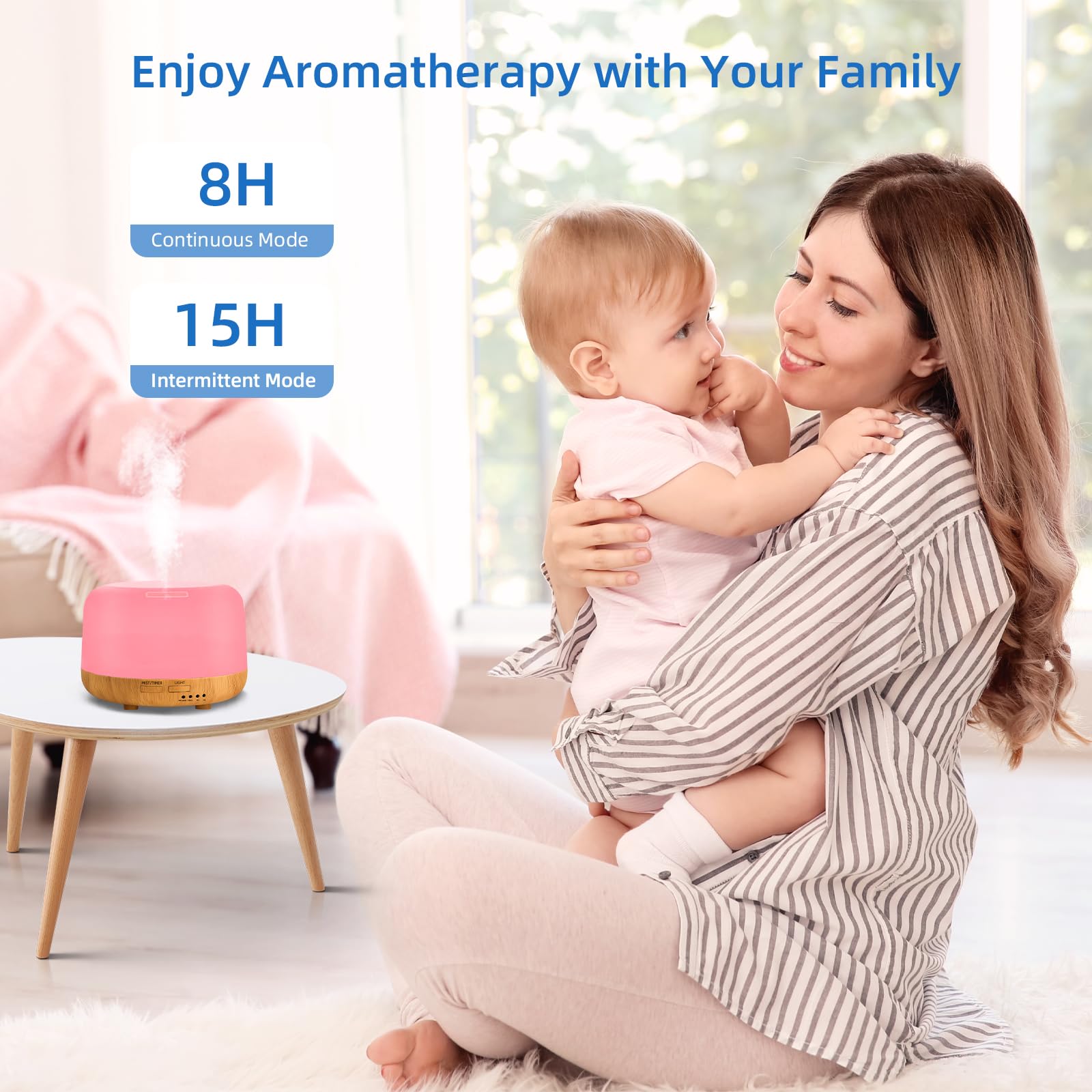 SPLITSKY Aromatherapy Essential Oil Diffuser for Home with Remote Control Plastic, 300ml Cool Mist Air Humidifier, 8 Hours Quiet Operation, Timer, 7 LED Colors 2