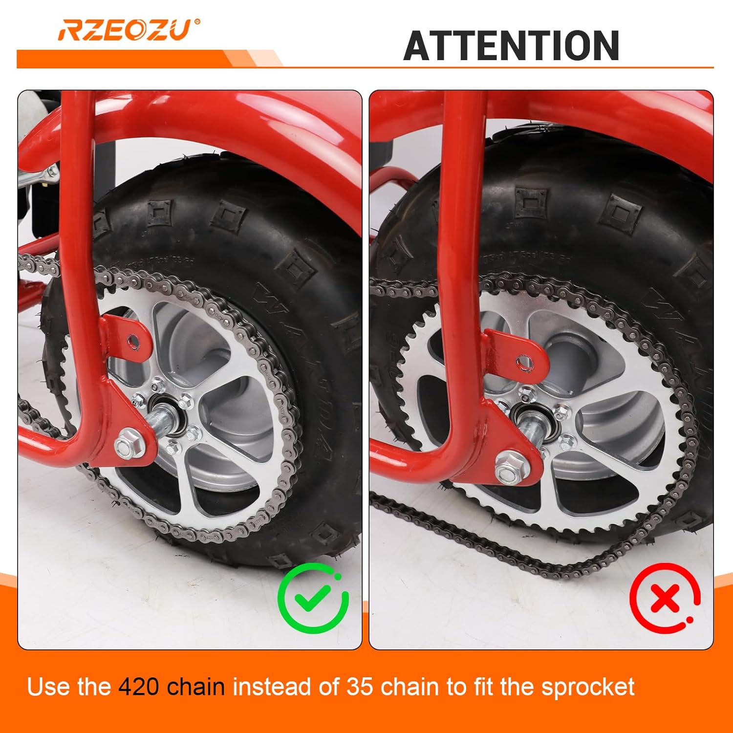 50 Tooth Rear Sprocket 420 Chain Compatible with #40 41 420 Chain Coleman CT100U CC100X RB100 Baja DB30 Mega Moto MMB80 MMB105 Motovox MBX10 MBX11 Mini Bike Predator 212 Accessories Parts