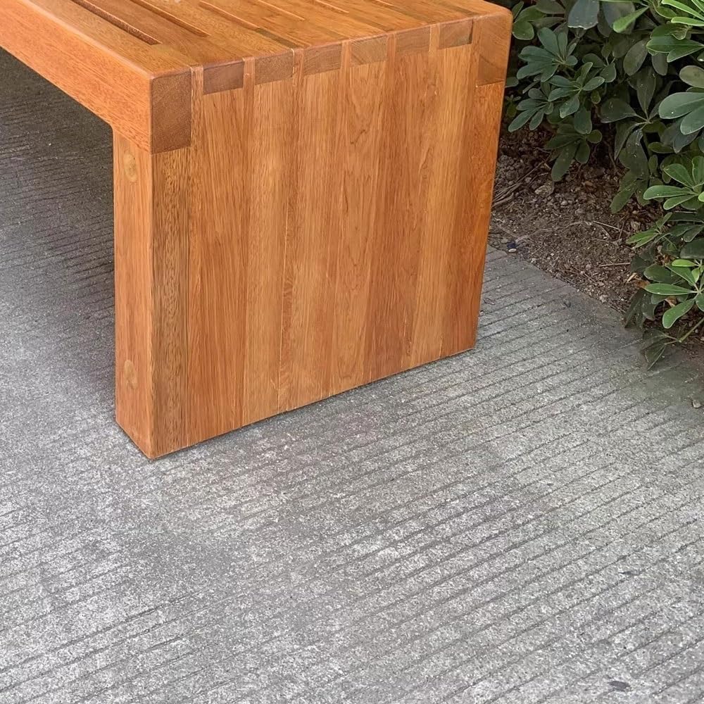 Banco del Parque Banco sin Respaldo for Exteriores, Silla de jardín Madera, for Porche, Patio, Asiento