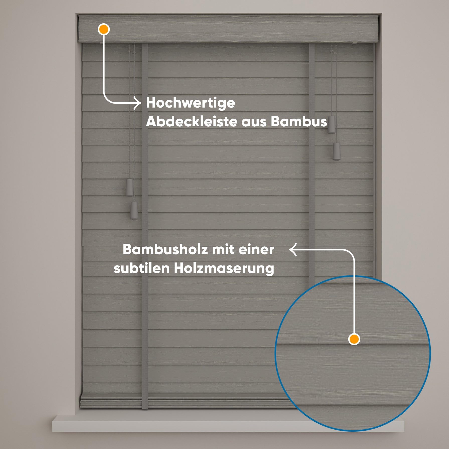 DTCH® Bambus Jalousie innen, hellgrau, 150 x 240 cm