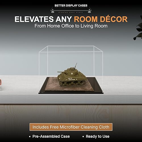 Vista 76 de Better Display Cases Versátil vitrina de acrílico transparente - Caja rectangular grande con base blanca 18" x 12" x 3" (BK09)