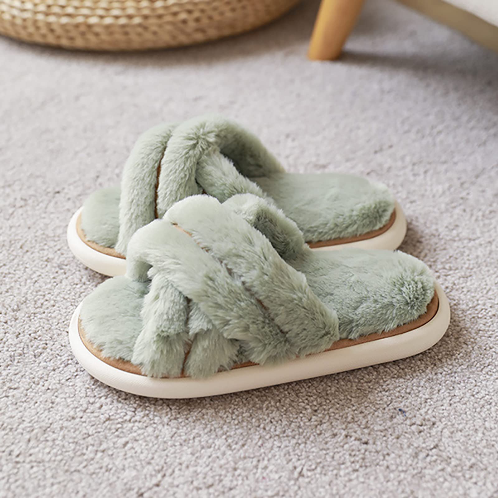 Generic Pantofole Peluche Donna Ciabatte da Casa Comode Invernali Scarpe Sandali Slippers Pantofole da Donna Memory Foam Ciabatte Invernali