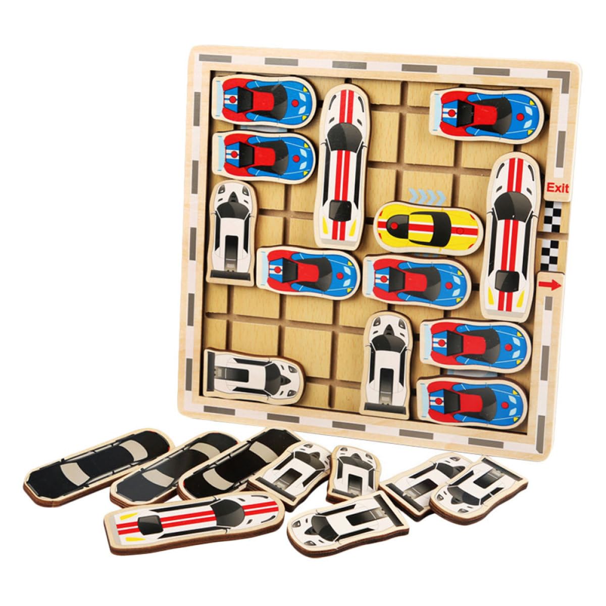 BESPORTBLE Giocattolo Rompicapo Labirinto in Legno per, Gioco Educativo di Logica Labirinto Rimovibile, Gioco di Auto in Movimento Adatto per Casa e Feste