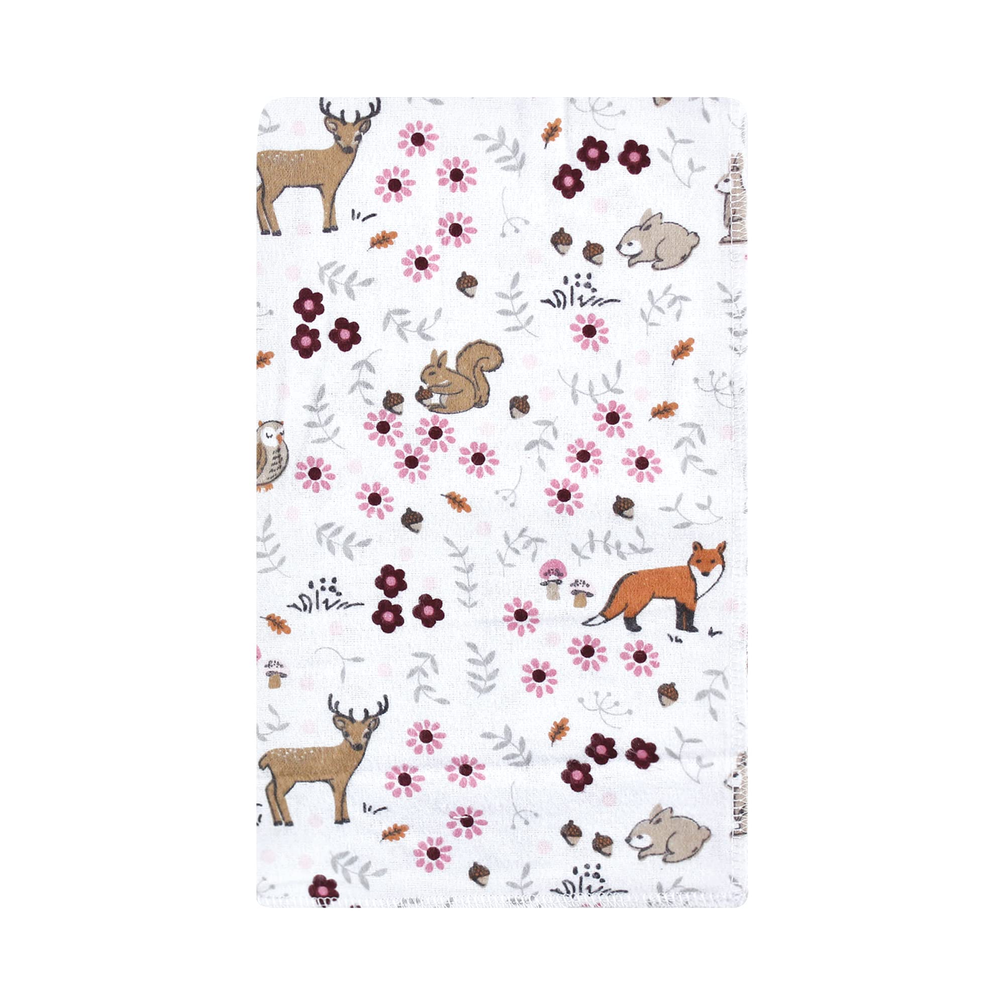 Hudson Baby Unisex Baby Cotton Flannel Burp Cloths, Woodland Floral, One Size