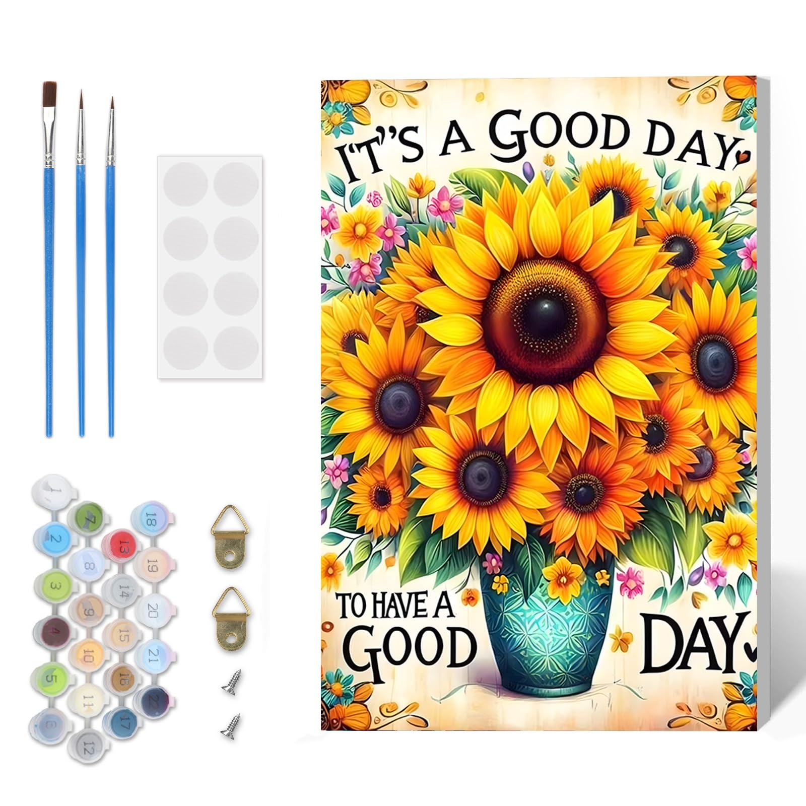 Paint by Numbers Kit for Adults Beginner with Frame, Flowers Adults' Paint-by-Number Kits on Canvas, DIY Acrylic Painting by Numbers Easy Sunflower Oil Painting by Number Kits for Home Decor, 8x12in