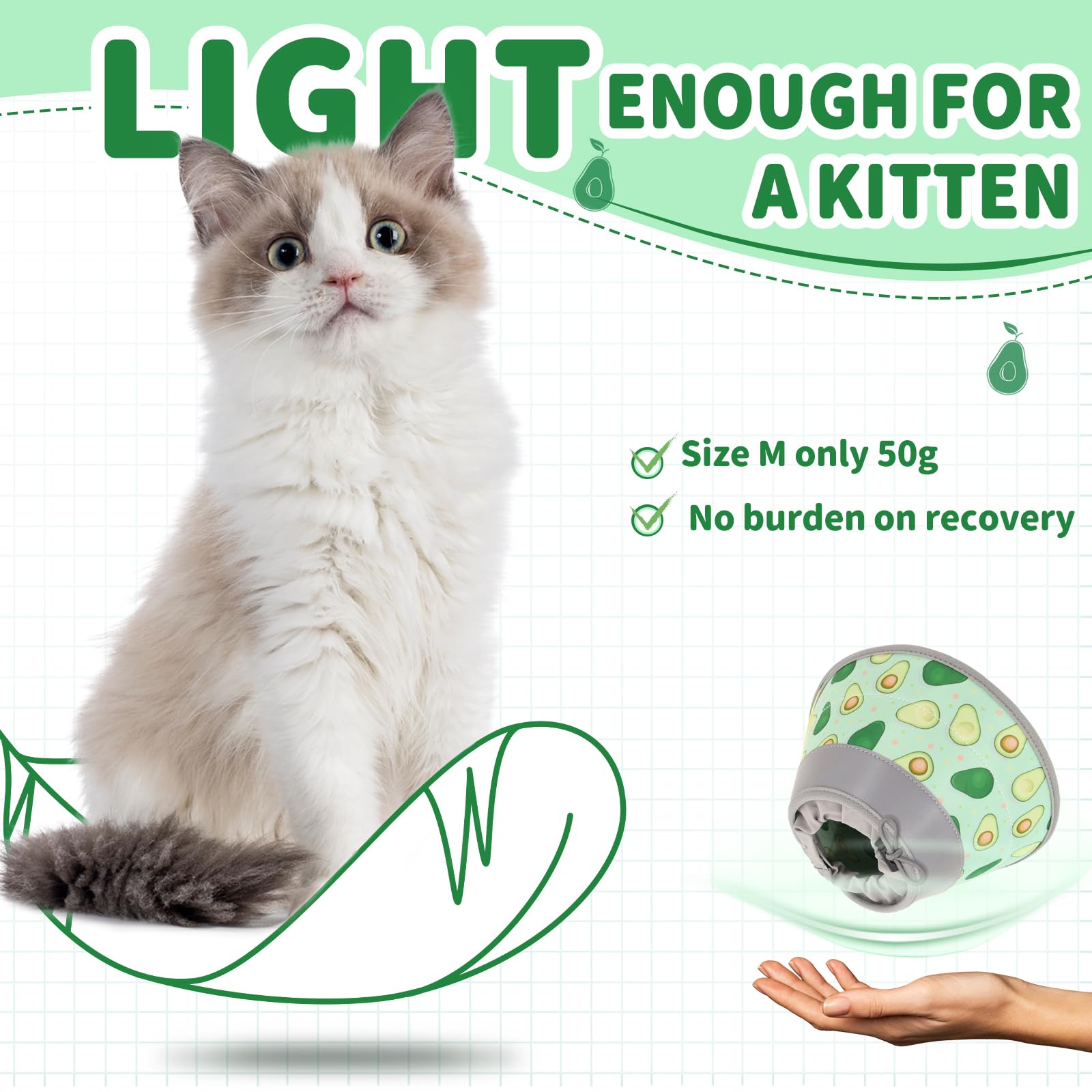 Weiches Katzen-Kegelhalsband Aus EVA – Verstellbar, Leicht & Bequem Nach Operationen (Größe Für Kleine/große Katzen)