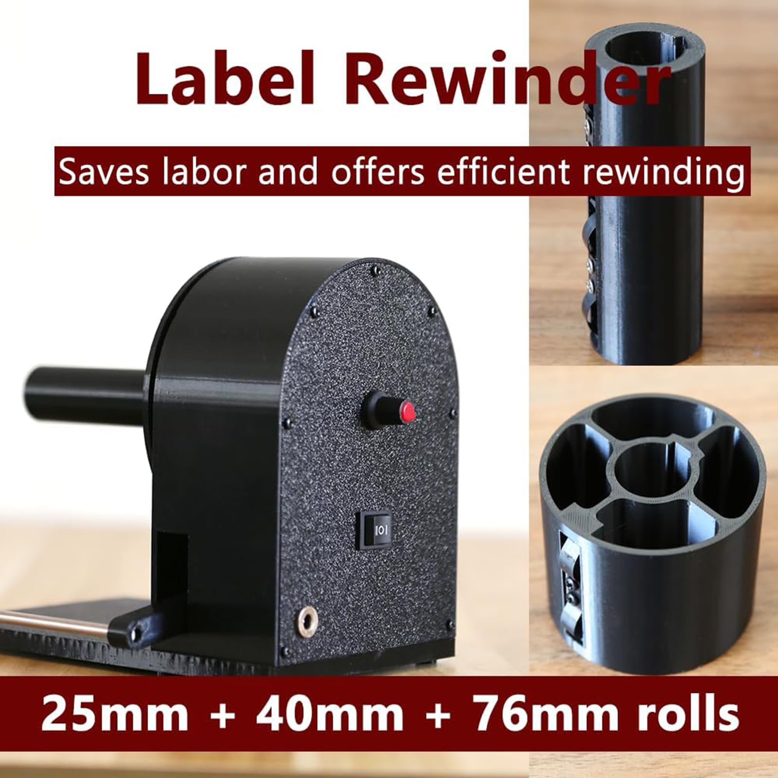 Automatyczna nawijarka etykiet, elektryczna maszyna do nawijania etykiet wewnętrznych, średnica rolki 25 mm / 40 mm / 76 mm, szerokość rolki 110 mm, do etykiet odzieży, kodów kreskowych