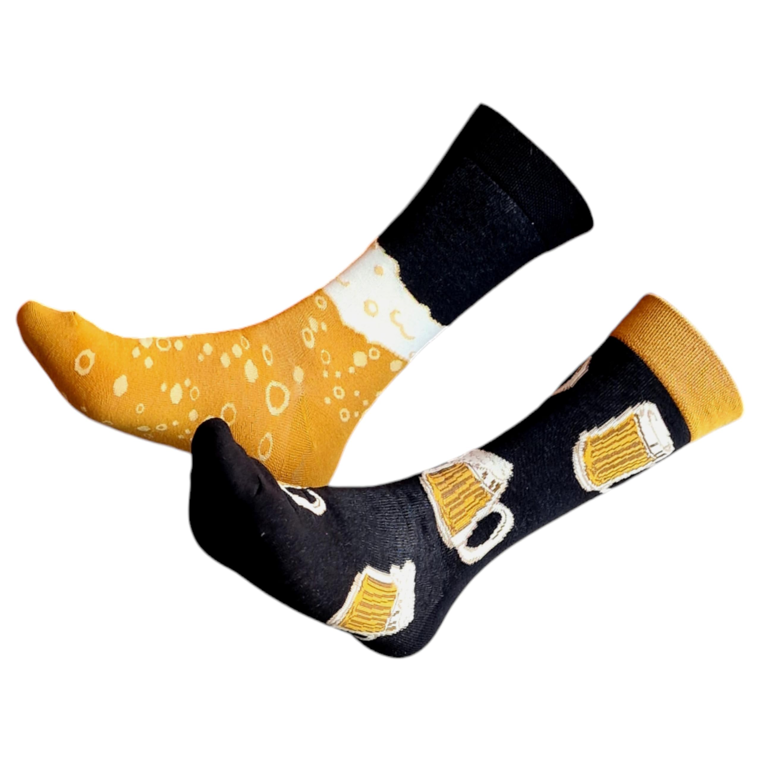 Sock Shack Men's Black Frothy Pint And Head Of Lager Beer Odd Socks One Pair Multicolour 6-10 Uk / 39-44 Eur / 7-11 Us