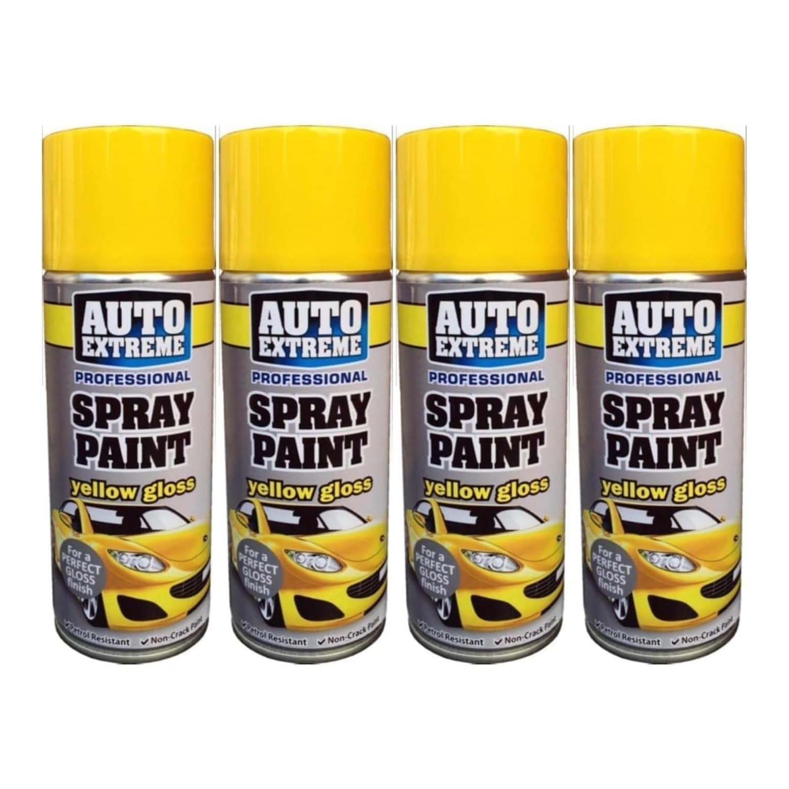 YSAMAX All Purpose Auto Extreme Spray Paint, Yellow Gloss Aerosol, Boast a Stunning Appearance, Long-Lasting Durability, Effortless Excellence, 250 ML (4PCS)