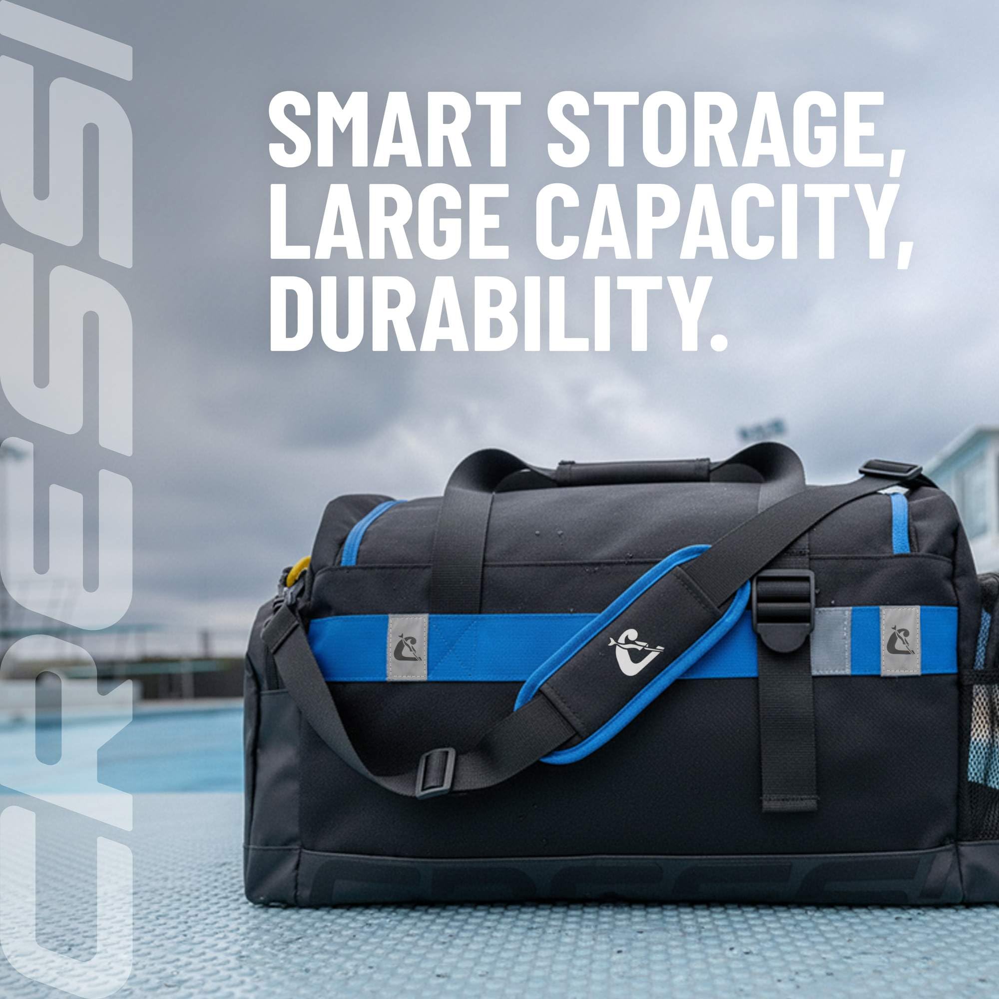 CRESSI dal 1946 - Olimpia Pool Family Duffle - Borsone Tecnico Modulare Sportivo, Ideale per Piscina Uomo e Donna e Attività Acquatiche anche Collettive, Nero/Blu 45 L