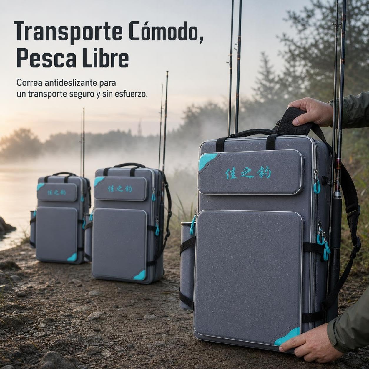 Zaino da Pesca Impermeabile e Borsa Porta Canne per Attrezzatura da Pesca, Rinforzato con Filo d'Acciaio, per lago, Borsa principale stile europeo 80cm, 80cm