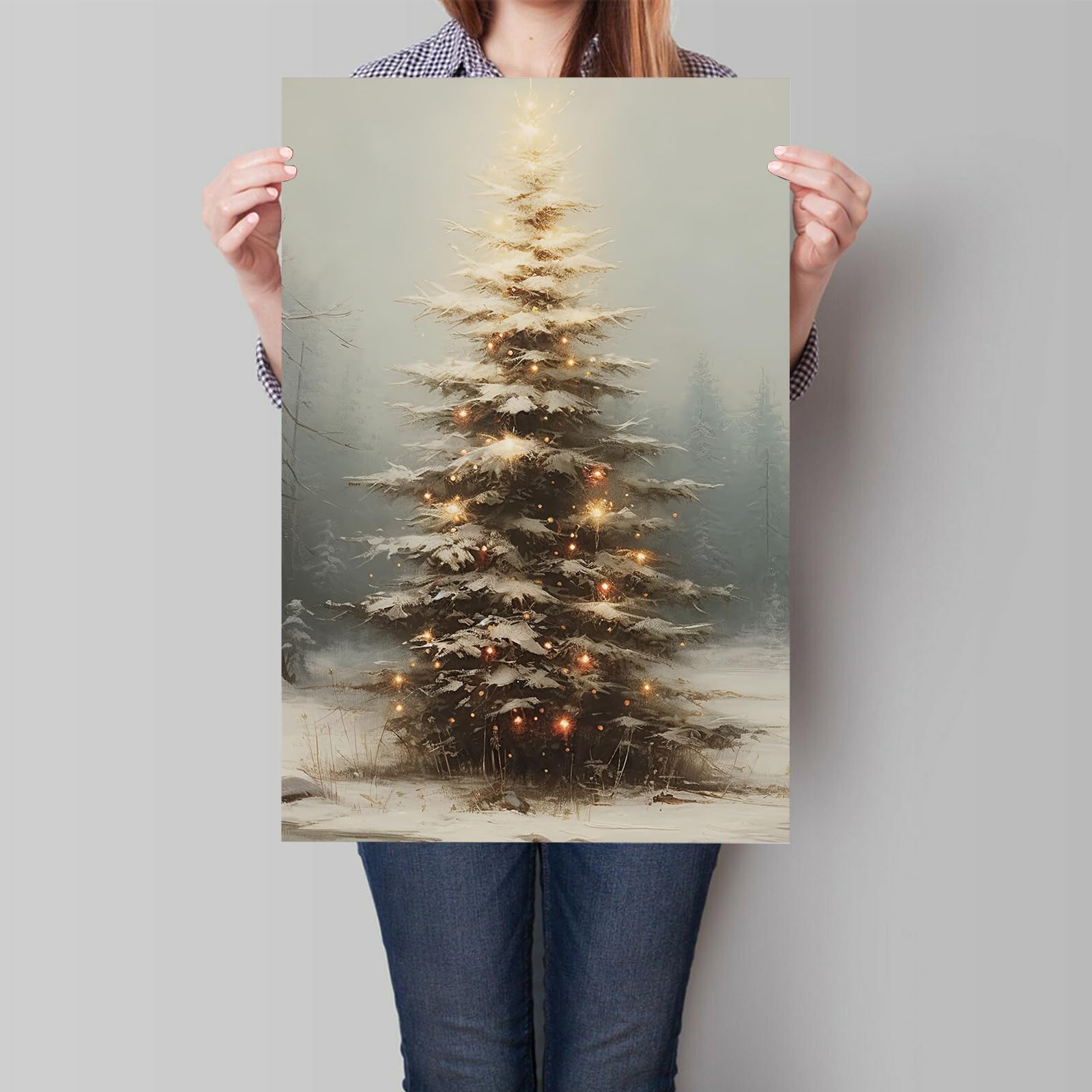 Amazon.com: XMQQLL Vintage Christmas Tree Canvas Wall Art