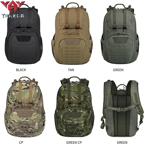 Miniatura 8 de vAv YAKEDA Mochila militar táctica de nailon 500D para hombres, compatible con portátiles de 12.6 a 15.6 pulgadas, bolsa diaria para senderismo,