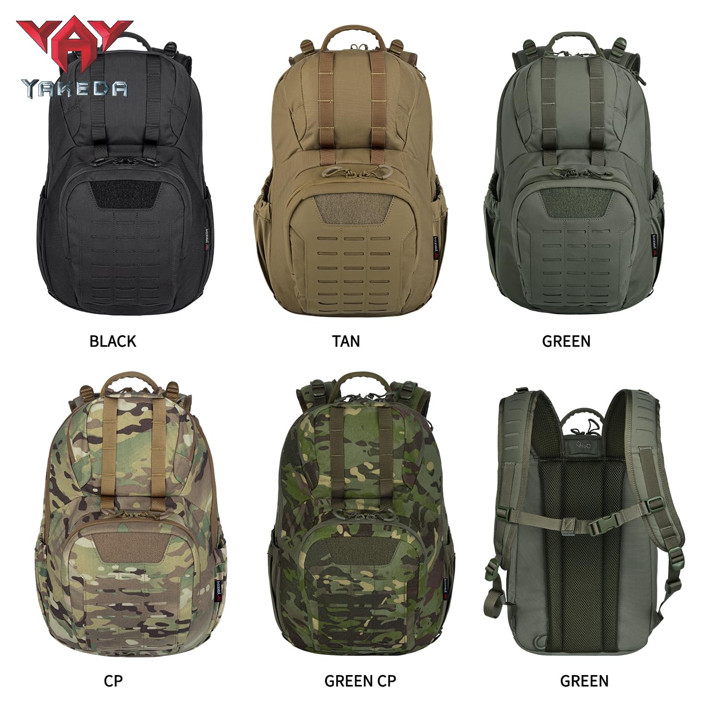 vAv YAKEDA 500D NylonTactical Military Backpack for Men,Fit 12.6-15.6 inches Laptop, Daily Bag for Hiking,hunting,running (Green)