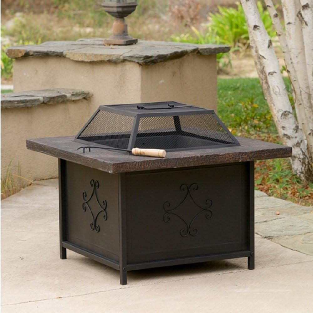 Outdoor Copper and Black Fire Pit, 30 Inch X 30 Inch