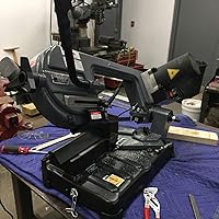 Vista 3 de KAKA INDUSTRIAL Sierra de banda de corte de metal de sobremesa, capacidad de corte de 5.9 x 5.5 pulgadas, velocidad variable de 45-60 MPM, ángulo