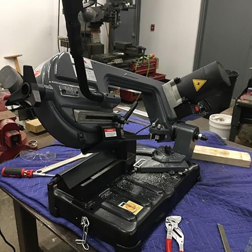 Miniatura 3 de KAKA INDUSTRIAL Sierra de banda de corte de metal de sobremesa, capacidad de corte de 5.9 x 5.5 pulgadas, velocidad variable de 45-60 MPM, ángulo