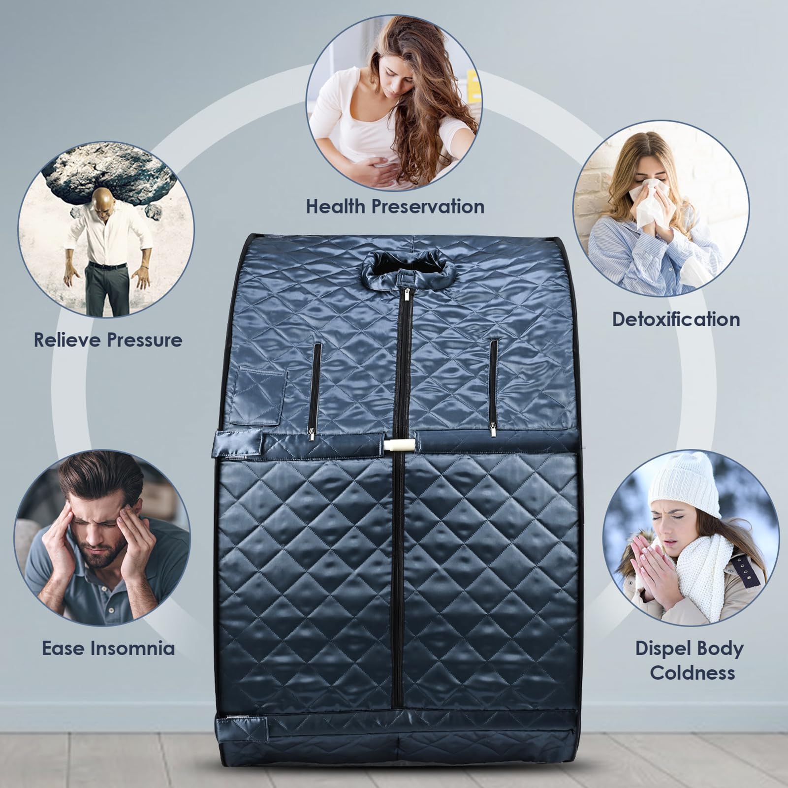 Sauna Portatile per Tutto Il Corpo, Sauna a Vapore Portatile per la casa, 3 Litri 800 W, Tenda da Sauna con Vapore, Sedia, Telecomando Incluso, Nero