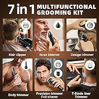 Vista 3 de Ufree Beard Trimmer for Men, Electric Razor Shavers, Cordless Hair Clippers, 7 in 1 Beard Grooming Kit for Mustache, Body, Nose and Facial, Gifts
