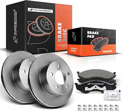 Miniatura 8 de A-Premium Rotores de freno de disco perforados y ranurados delanteros de 11.02 pulgadas (11.020 in) + kit de pastillas de cerámica compatible