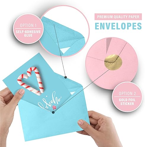 Miniatura 5 de 240 tarjetas de felicitación de Navidad con sobres, 6 diseños surtidos de 4 unidades con puntos UV de alto brillo, tarjetas de Navidad de 7.25 x 5.5