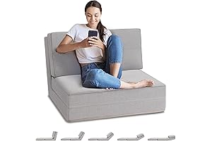 5-Position Folding Lounge Chair Sofa Bed, Convertible Armchair, Height Adjustable