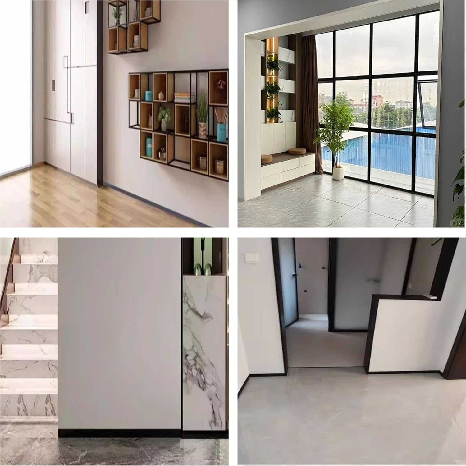 Rose Gold Aluminum Baseboard Trim - Decorative Skirting Strip for Hallway, Kitchen, Bathroom & Office - 4cm High Ornamental Aluminiferous Alloy (1 pc)