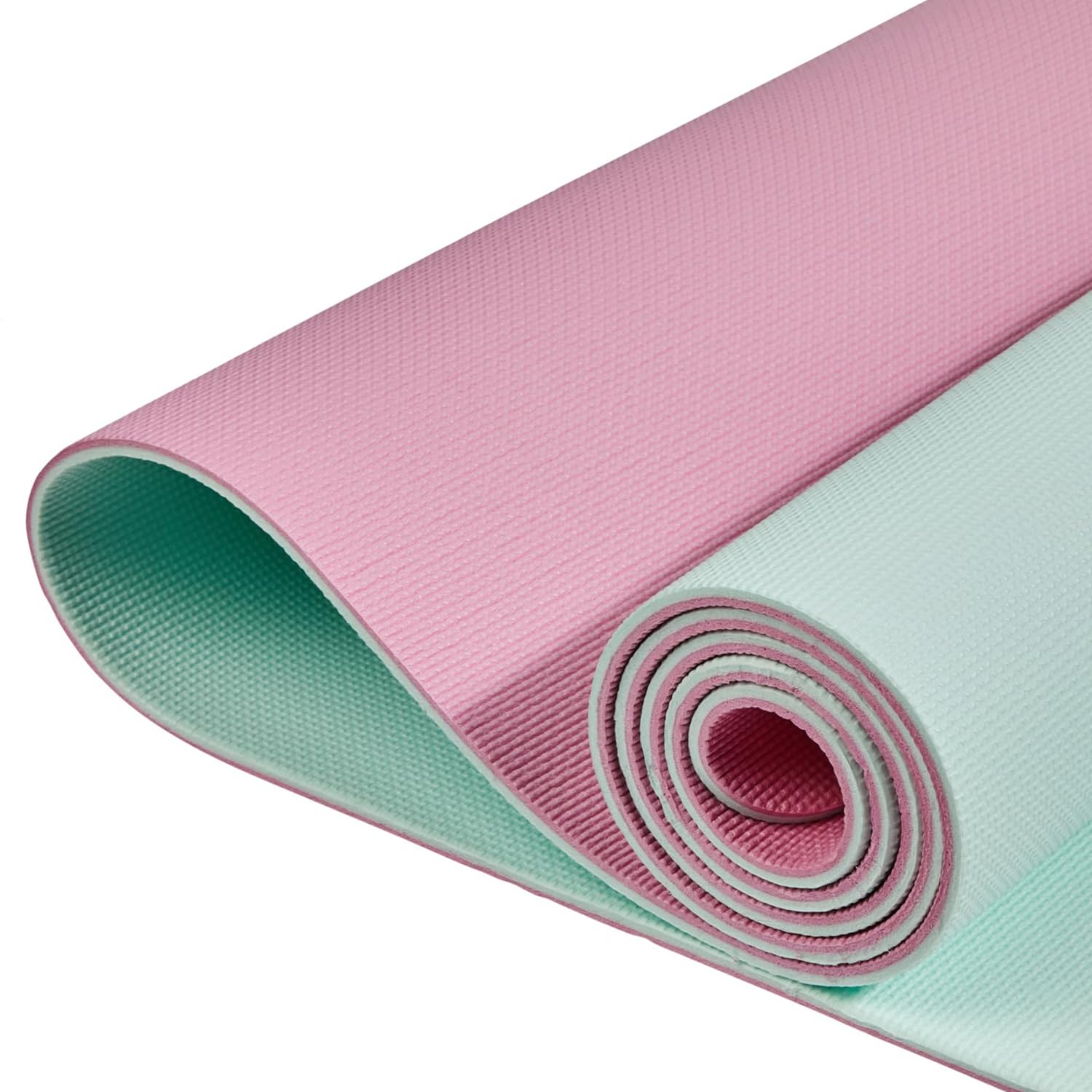 Amazon Basics Dual Colour Yoga Mat | 6 MM Thick Mat | Carry Strap | Grippy Surface | Anti Slip Exercise Mat | TPE & EVA Material-image-48