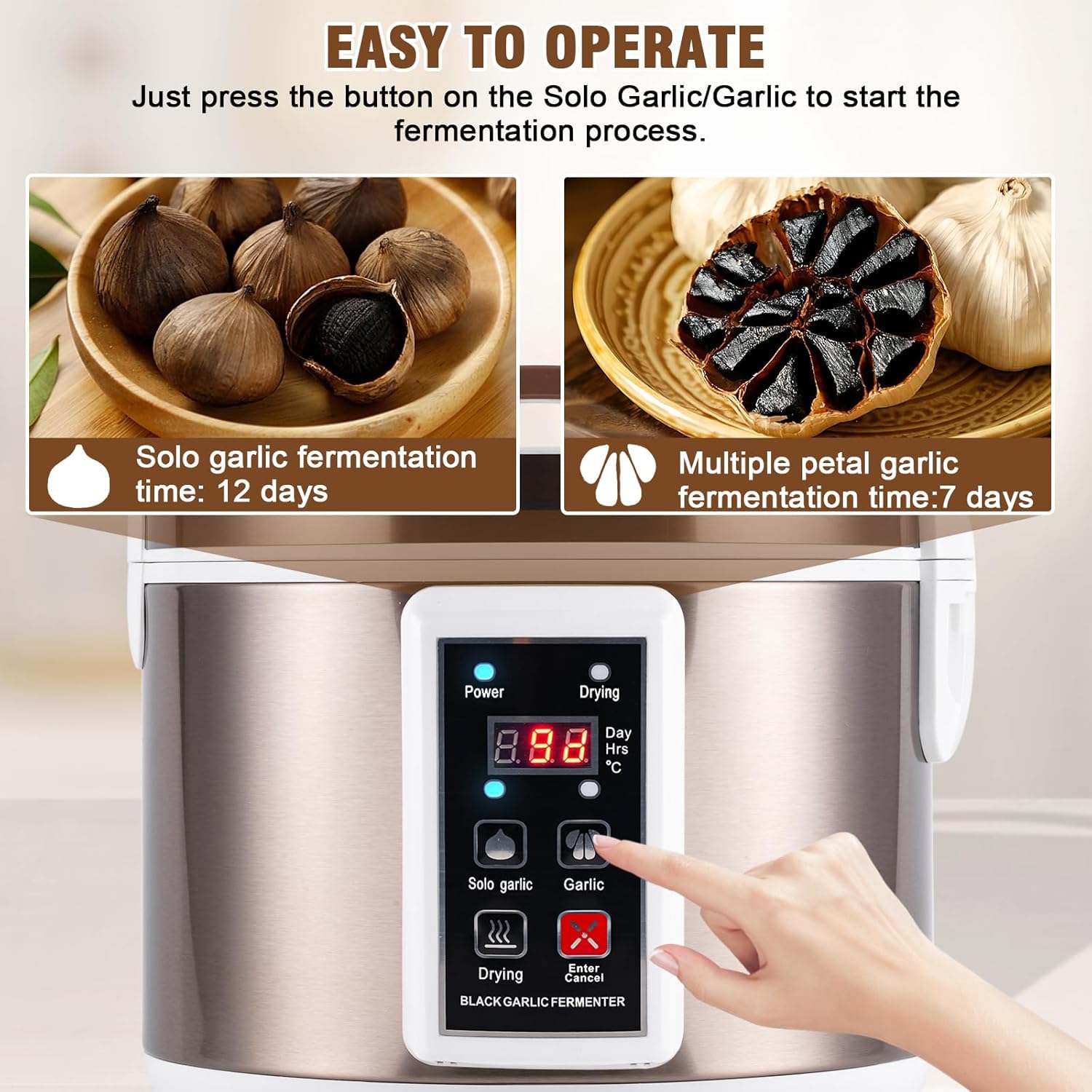 YUCHENGTECH Fermentatore Aglio Nero da 6L Produttore Automatico di Aglio Nero Fermentatore Intelligente per Aglio con Controllo del Tempo e della Temperatura/Controllo Indipendente Dell'essiccazione
