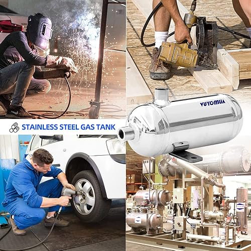 Miniatura 7 de 0.1Gallones Tanque de Aire de Acero Inoxidable 304 de Alta Presión Mini Pequeño Portátil Tanque de Reserva de Aire Tanque de Almacenamiento de Agua