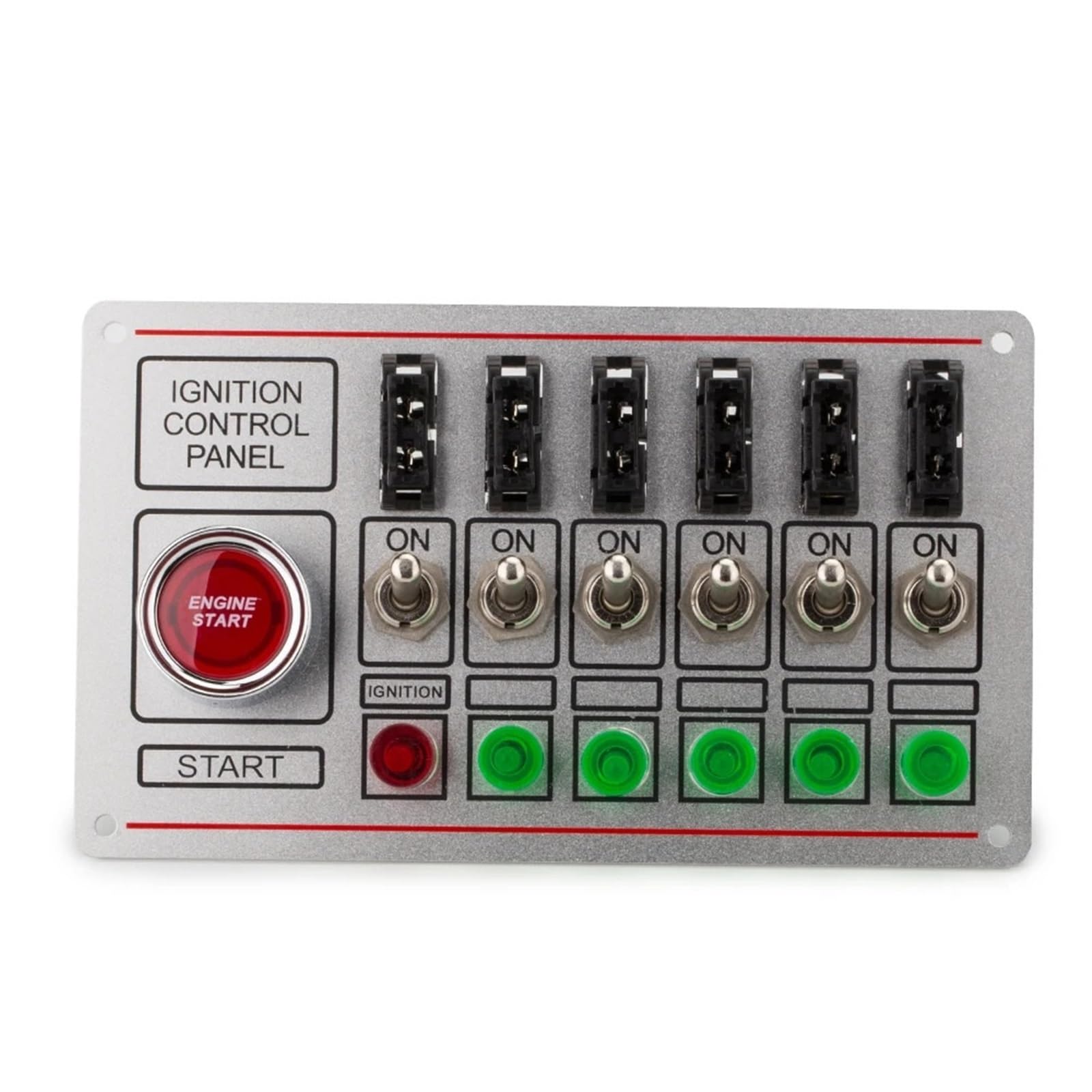 silnika Stater 12V Racing Switch Panel Race Car Ignition Accessory Engine Start 6 Lampka kontrolna 6 Bezpiecznikowy przełącznik szybkiego wyłączania włącznik zapłonowy rozrusznik