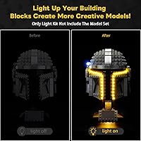 Vista 2 de Kyglaring Kit de luz LED compatible con bloques de construcción Lego The Mandalorian Helmet 75328, accesorios de iluminación mejorados para el juego