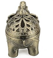 Vista 5 de K COOL Soporte de metal para incienso de reflujo, bobina de cono de elefante, quemador de incienso con tapa, adorno de aromaterapia, decoración