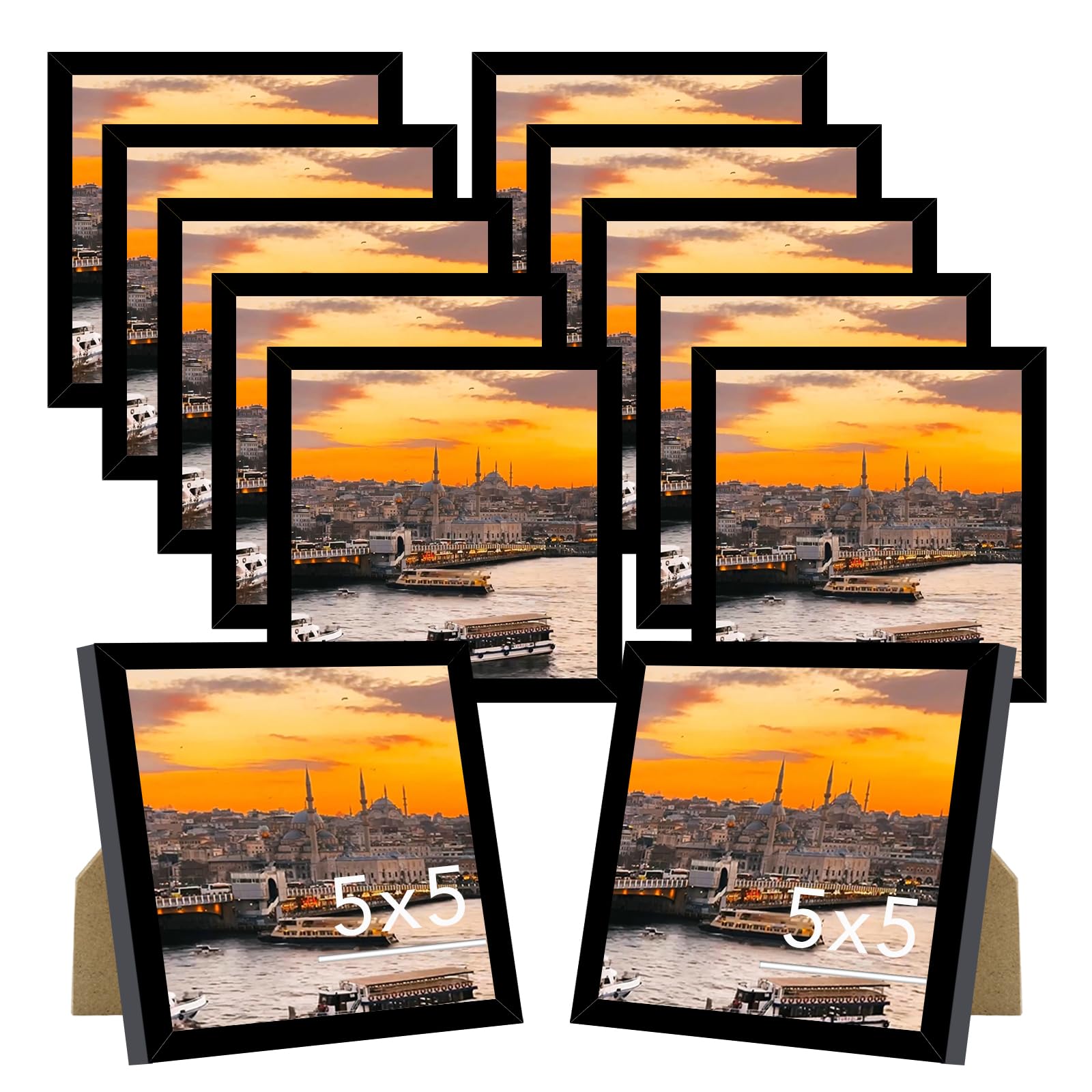 Cadres photo 12,7x12,7 cm JCJMY lot de 12 légers noirs pour mur et table