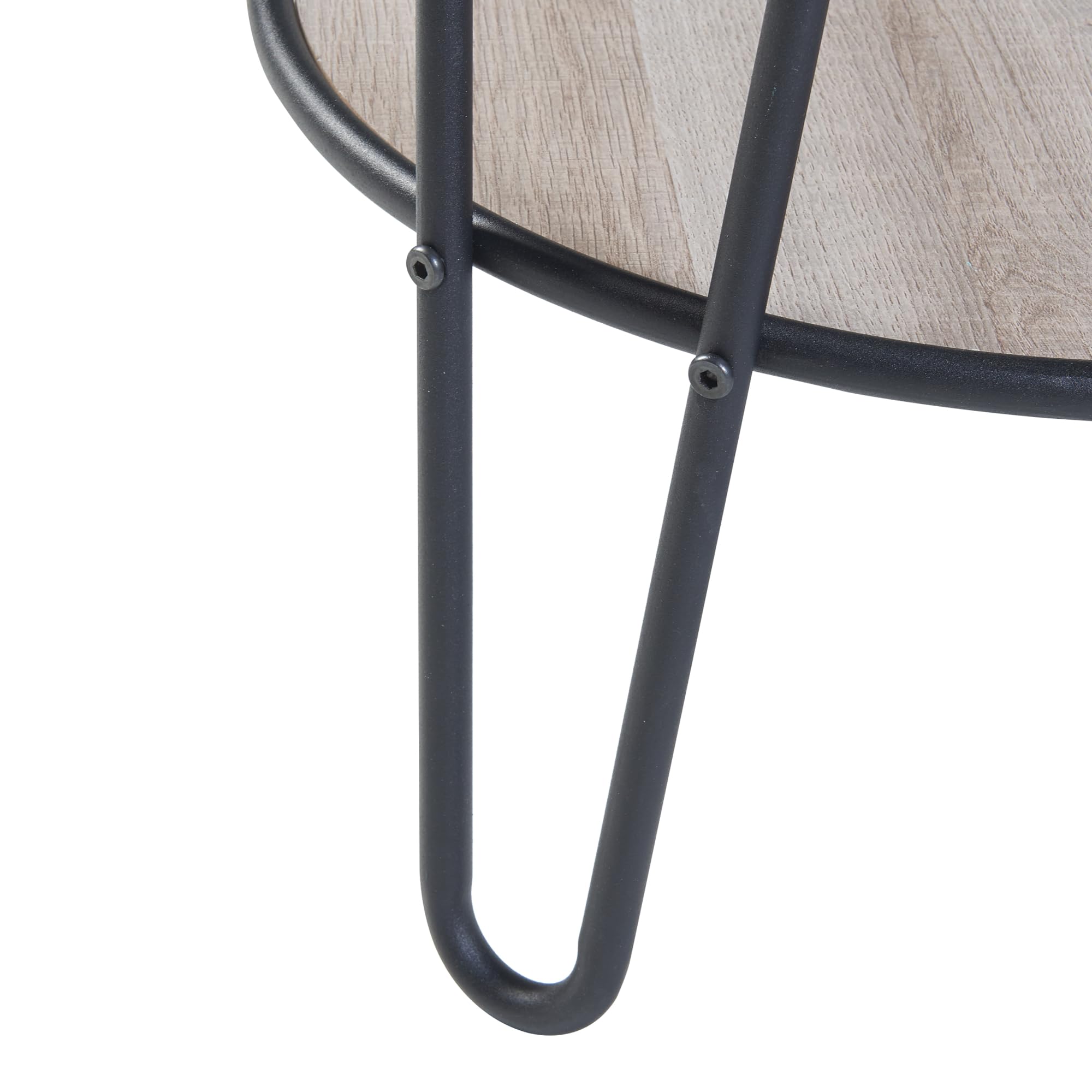 [en.casa] Table d'Appoint avec 1 Étagère Table Basse avec Surface de Rangement Bout de Canapé Table de Chevet Support pour Plantes Métal MDF 61 x 44 x 44 cm Noir Effet Chêne