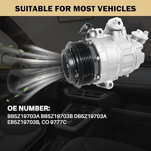 Miniatura 6 de Compresor de aire acondicionado AC para Ford Police Interceptor Utility 2013-2015, Ford Explorer 2011-2019, con embrague de AC, compresor de CA