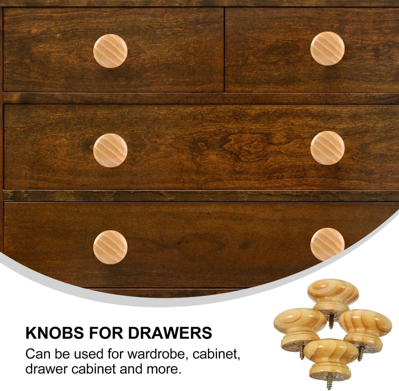 Veemoon 4pcs Single Hole Cupboard Personality Wood Dresser Pulls Alloy Cabinet Handle Parts Door Handle Wooden Knobs for Dresser Self-Tapping Drawer Cartoon Wardrobe Door