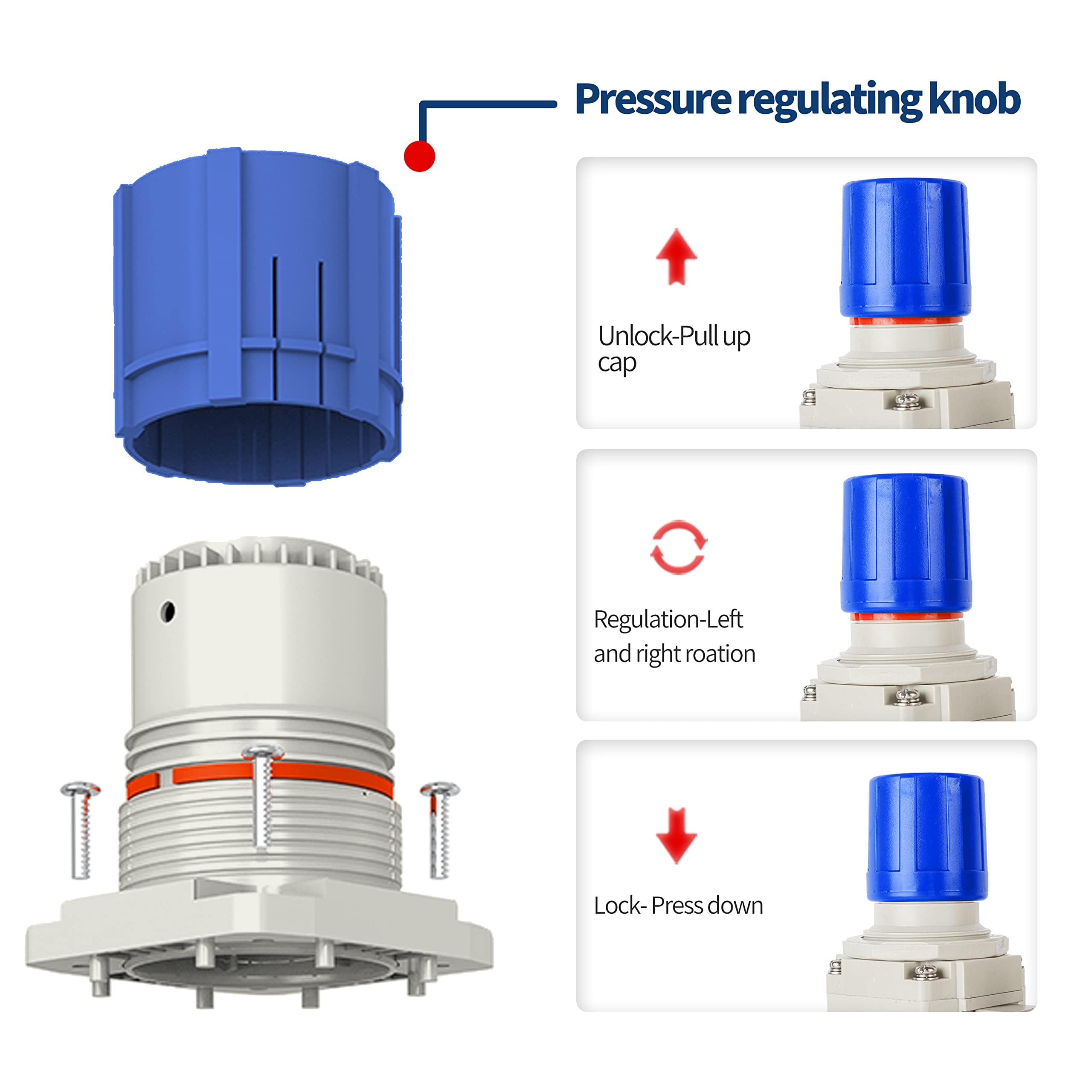 BLCH 3/8" BSP Druckluftregler – Druckregler für Kompressoren, Kompressor-Regler mit Lufttrocknungssystem AR3000-03, inkl. Manometer (0-160 PSI)