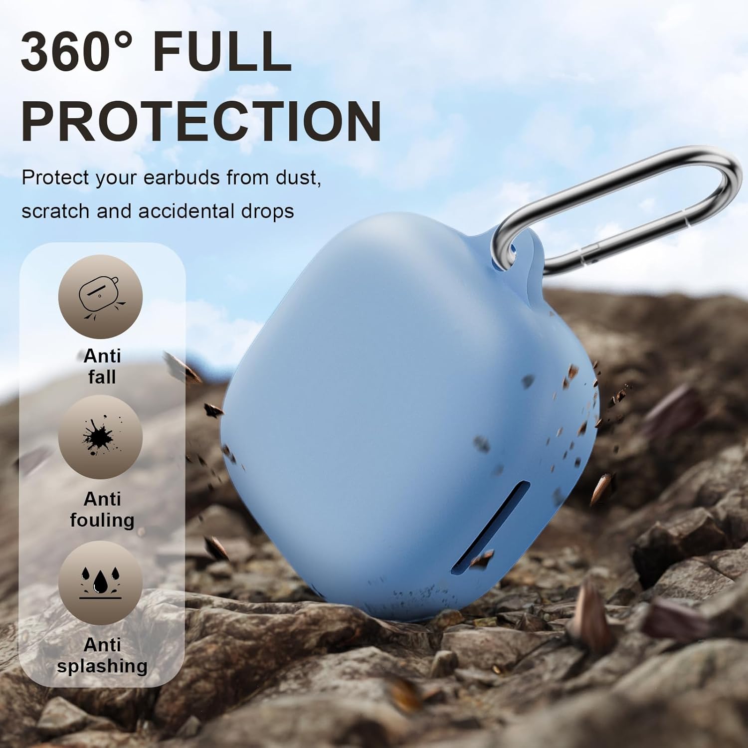 for Anker Soundcore P31i Case Cover, Soft Silicone Shockproof Protective Skin Case for Soundcore P31i Earbuds 2025 with Cleaner Kit, Keychain and Lanyard Accessories (Light Blue) - Image 3