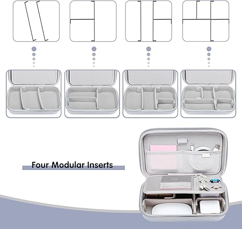 Miniatura 9 de MOSISO Funda organizadora electrónica de viaje compatible con adaptador de corriente MacBook, compatible con Magic Mouse y lápiz, tarjeta SD, disco